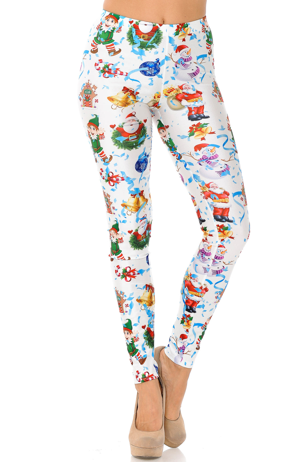 White Wonderful Festive Christmas Leggings