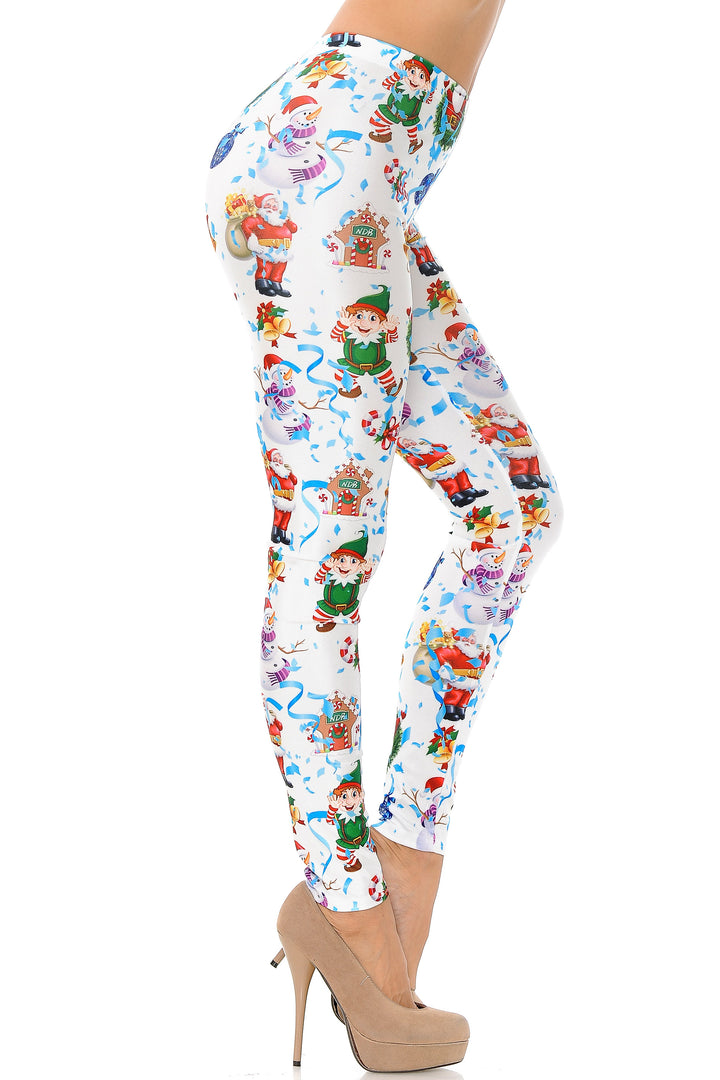 White Wonderful Festive Christmas Leggings