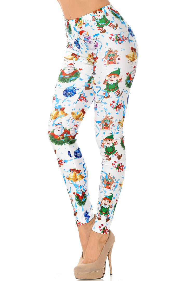 White Wonderful Festive Christmas Leggings