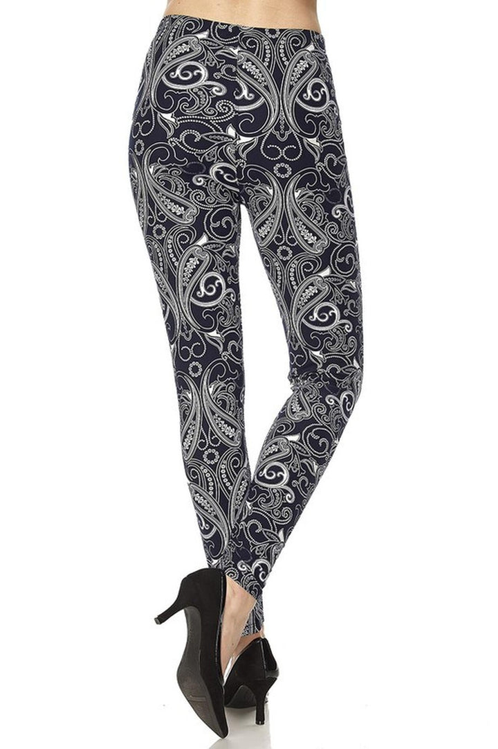 Buttery Soft Navy Paisley Leggings