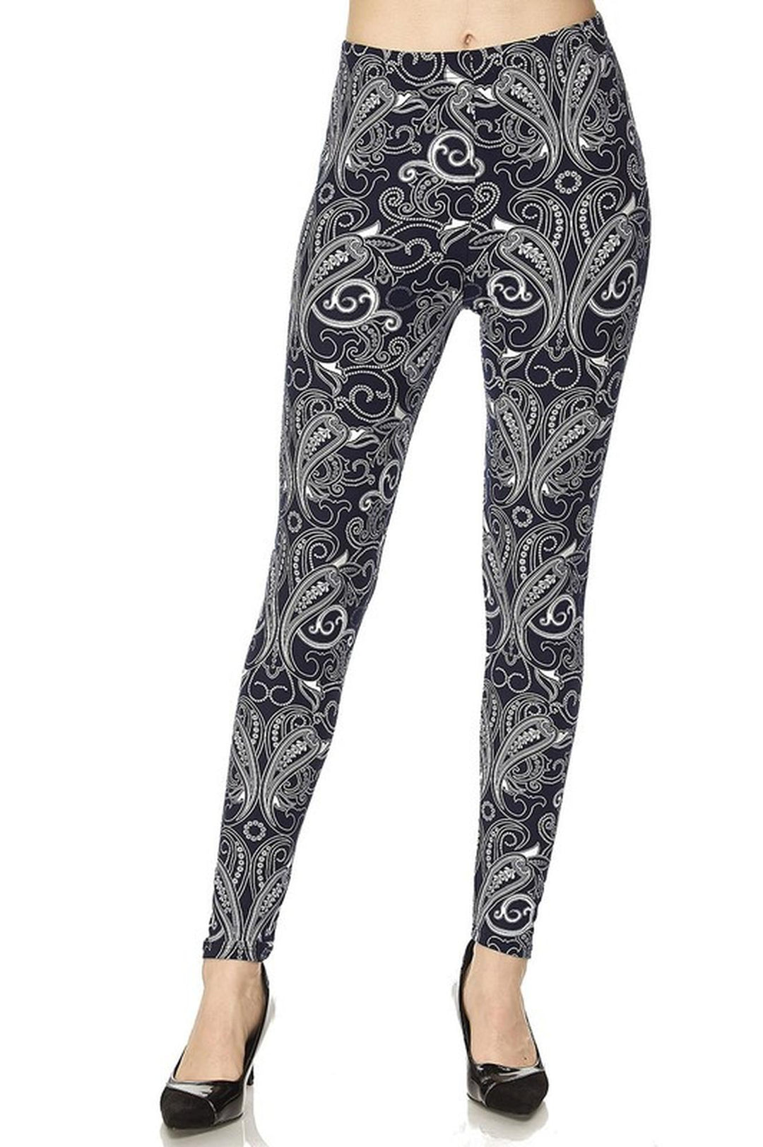 Buttery Soft Navy Paisley Leggings