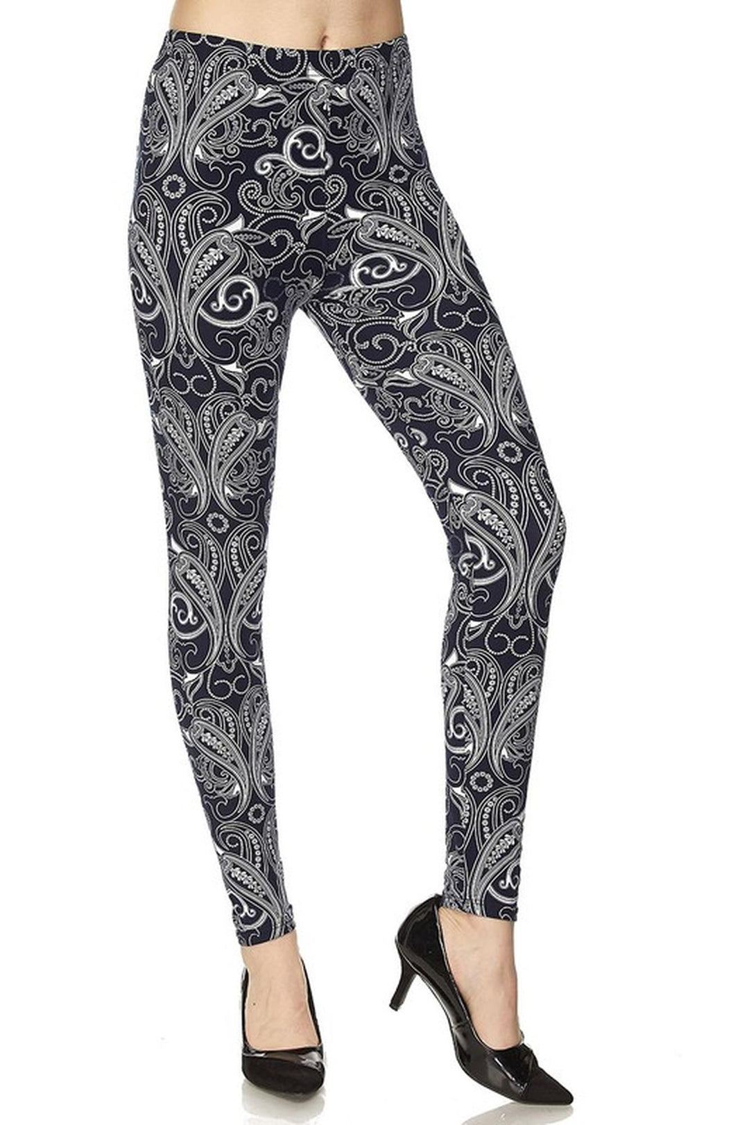 Buttery Soft Navy Paisley Leggings