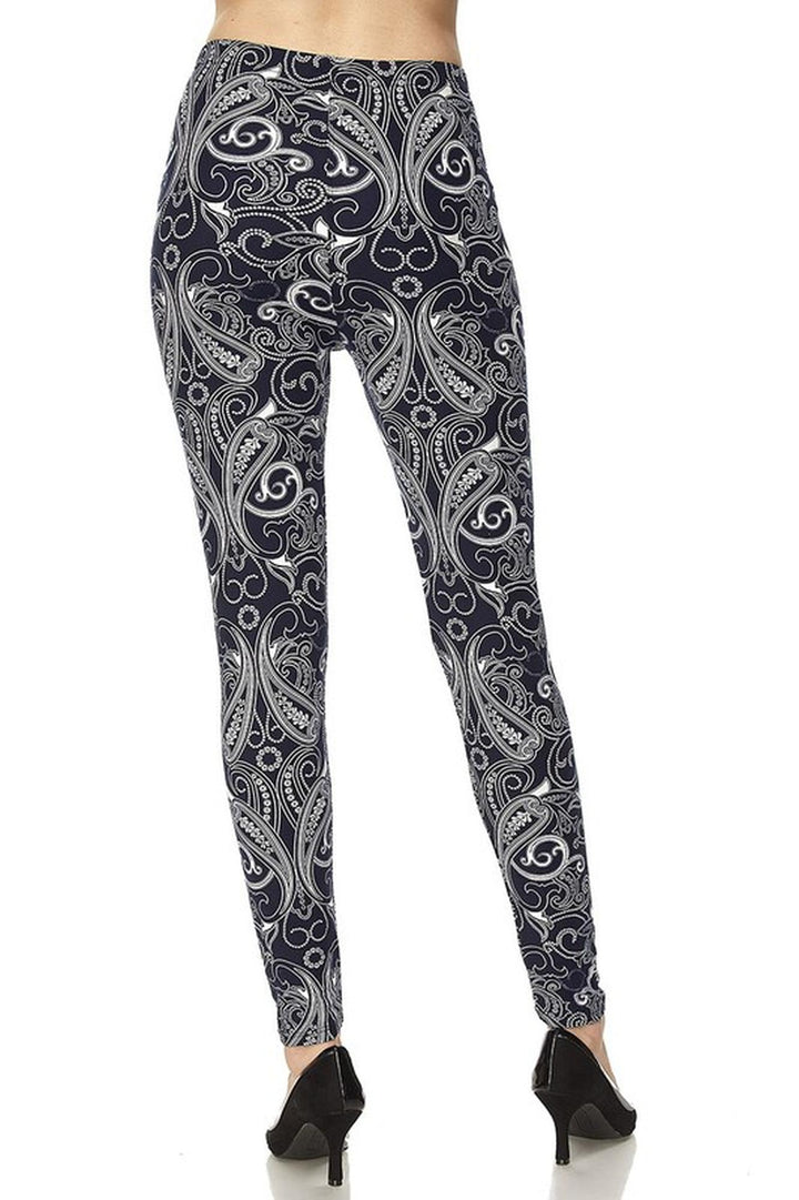 Buttery Soft Navy Paisley Leggings