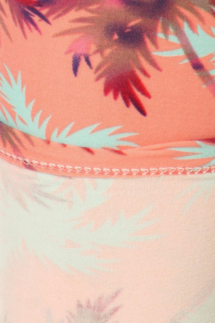 Buttery Smooth Coral Palm Tree Leggings