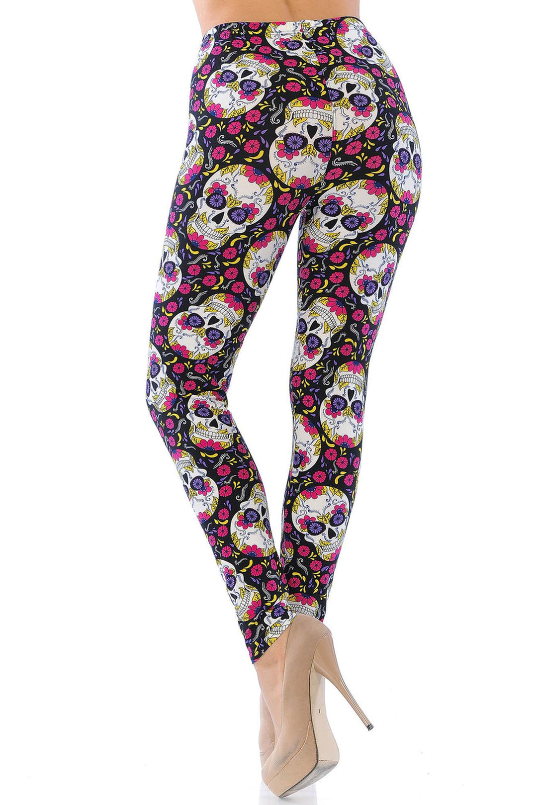 Buttery Smooth Floral Petal Sugar Skull Leggings