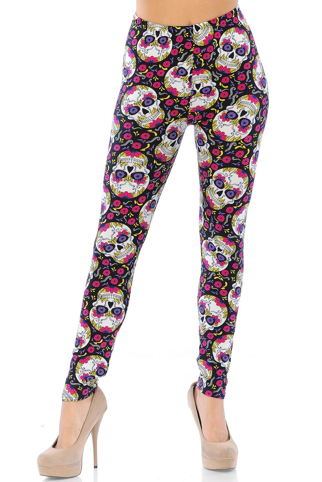 Buttery Smooth Floral Petal Sugar Skull Leggings