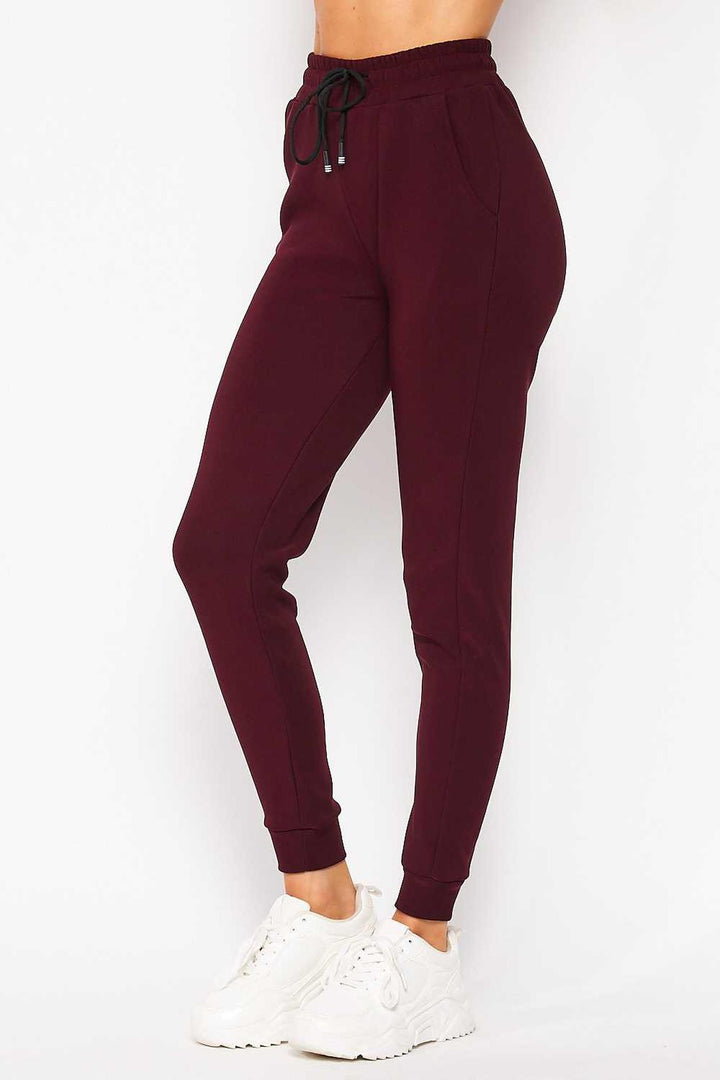 Scuba Solid Thick Fleece Lined Jogger with Drawstring