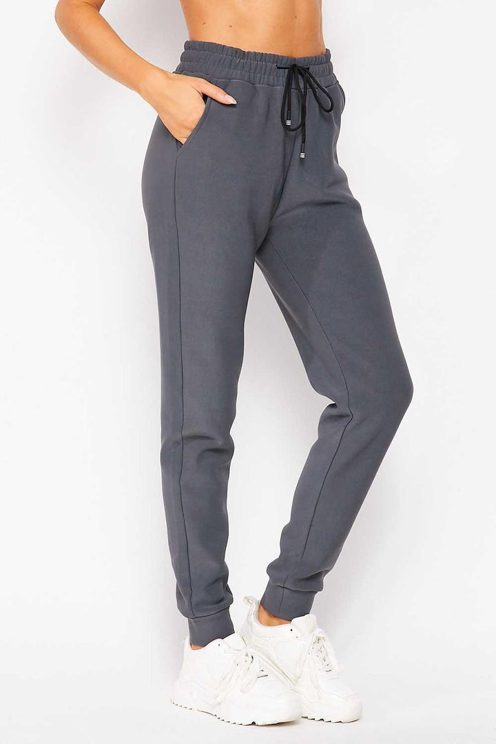 Scuba Solid Thick Fleece Lined Jogger with Drawstring
