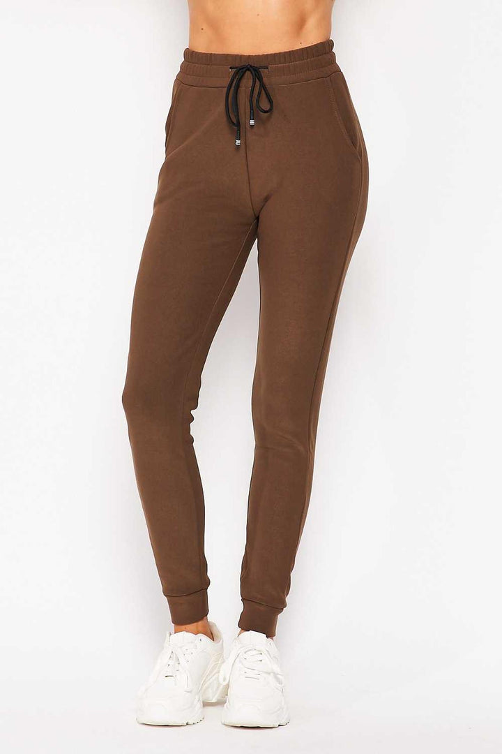 Scuba Solid Thick Fleece Lined Jogger with Drawstring