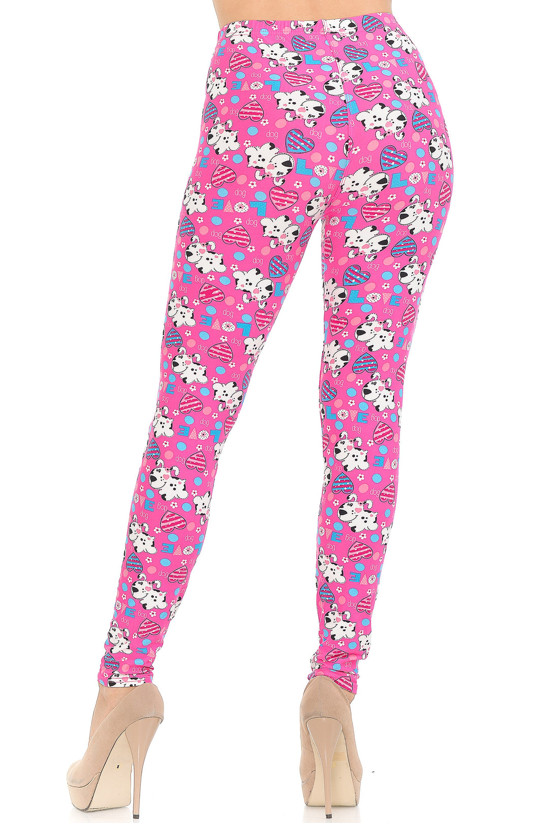Buttery Smooth Pink Hearts & Puppy Dogs Leggings