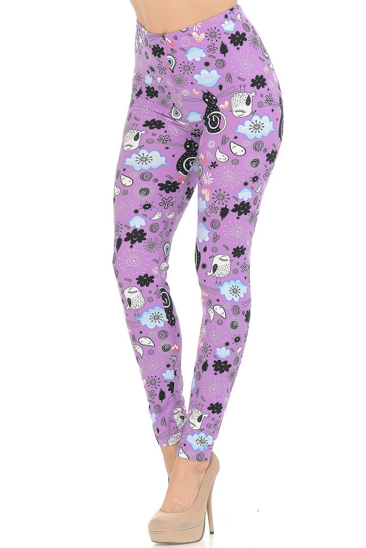 Buttery Smooth Lavender Kitty Cats Leggings