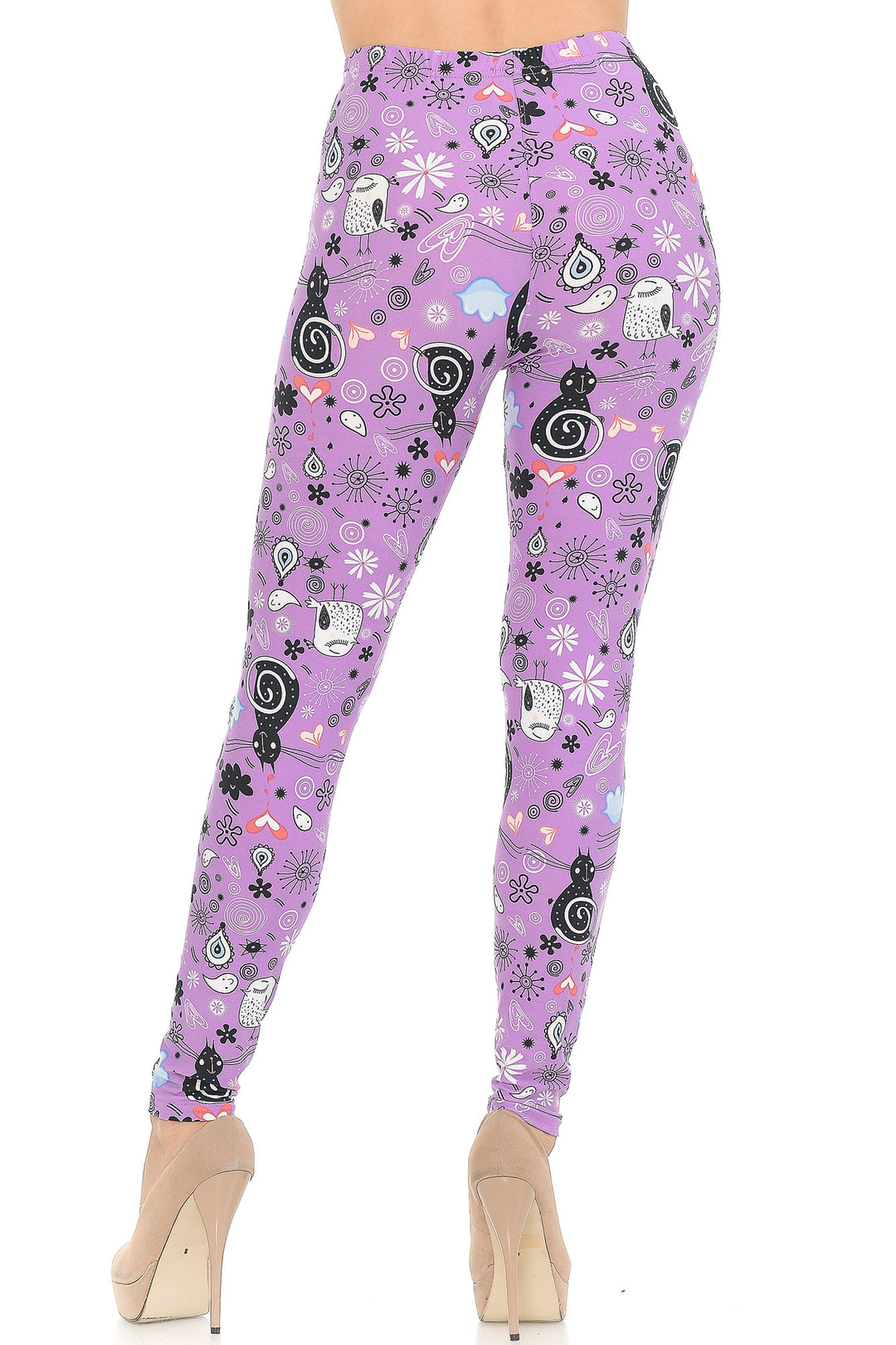 Buttery Smooth Lavender Kitty Cats Leggings