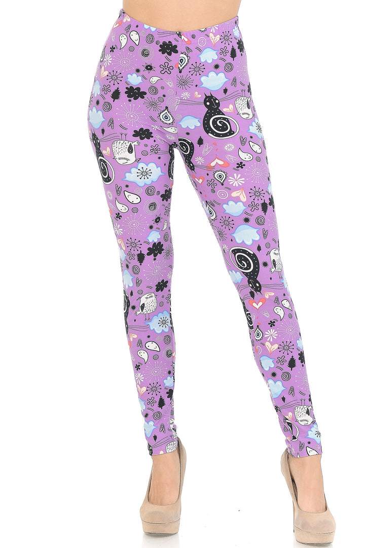 Buttery Smooth Lavender Kitty Cats Leggings