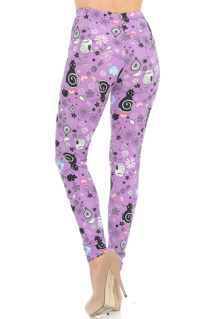 Buttery Smooth Lavender Kitty Cats Leggings