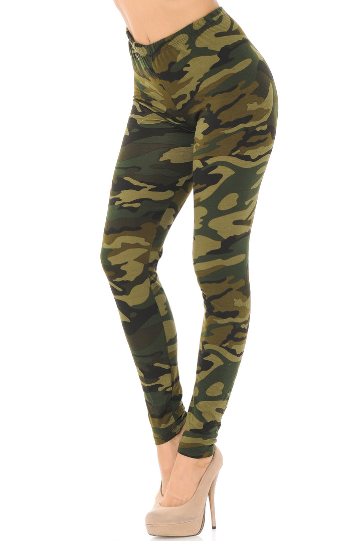 Buttery Smooth Green Camouflage Leggings - EEVEE