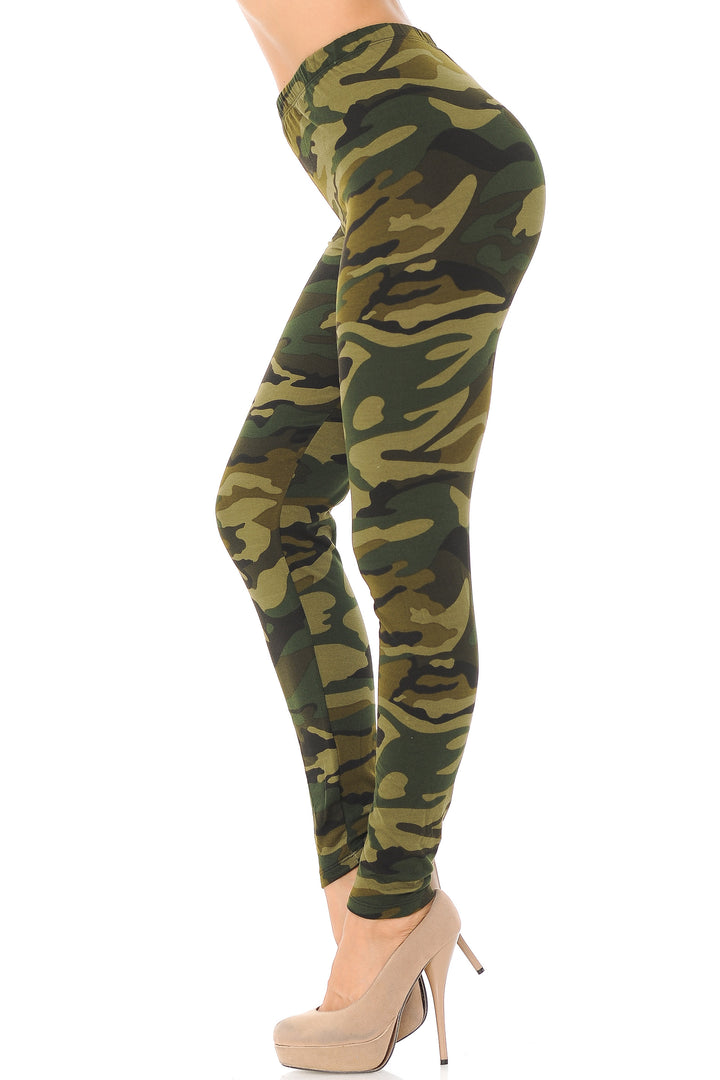 Buttery Smooth Green Camouflage Leggings - EEVEE