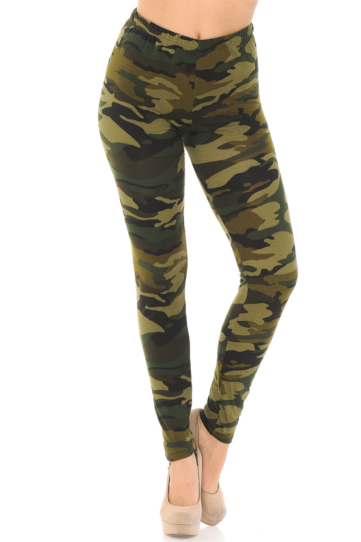 Buttery Smooth Green Camouflage Leggings - EEVEE