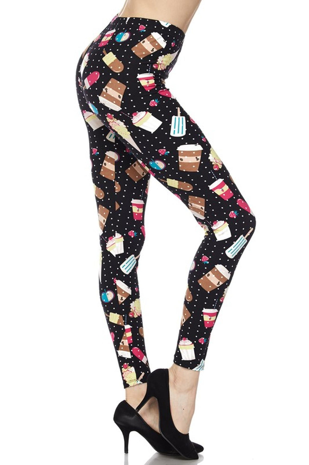 Buttery Smooth Summer Treats Leggings - White Mini Dots