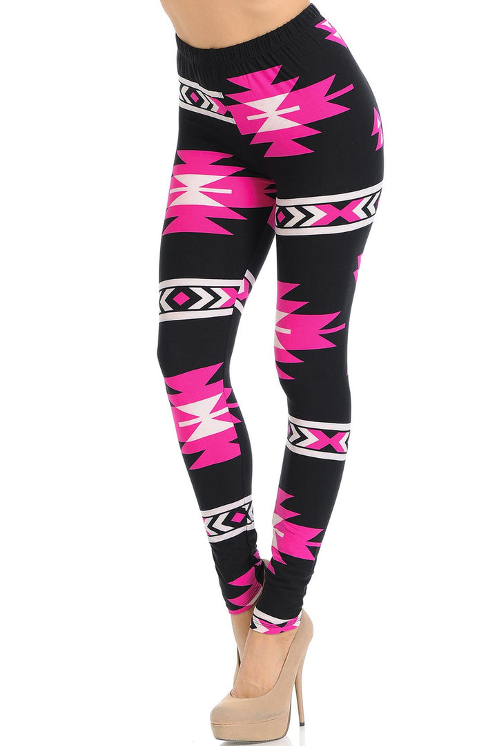Buttery Smooth Fuchsia Aztec Tribal Leggings