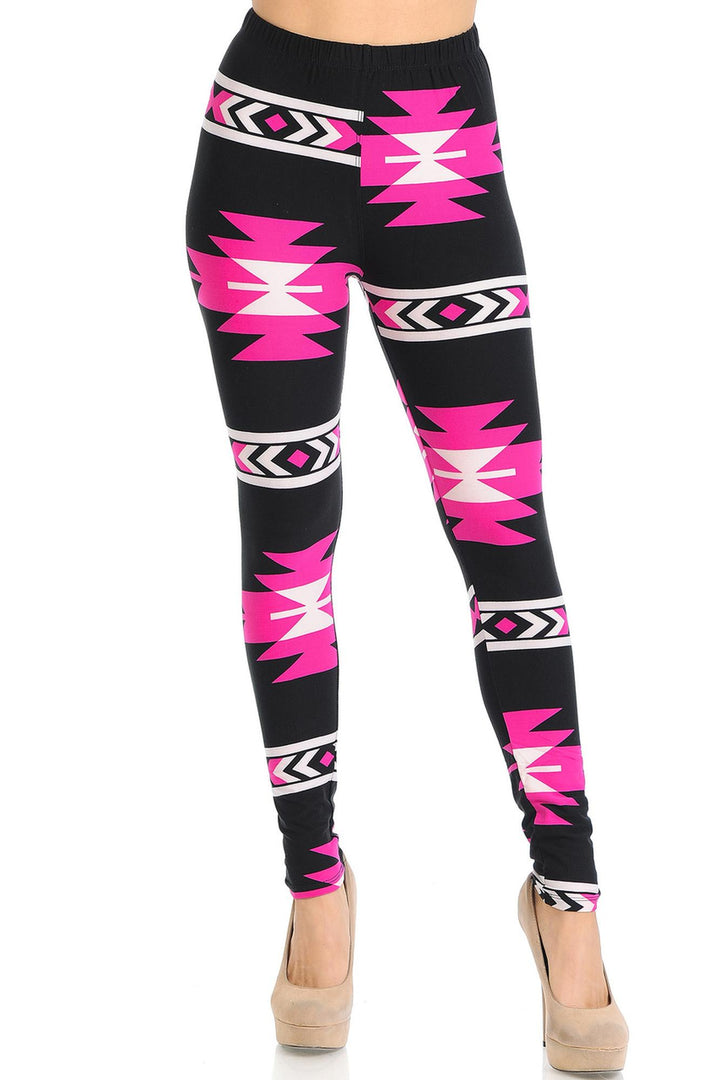 Buttery Smooth Fuchsia Aztec Tribal Leggings