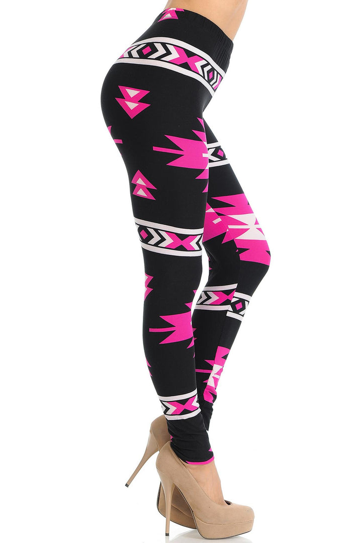 Buttery Smooth Fuchsia Aztec Tribal Leggings
