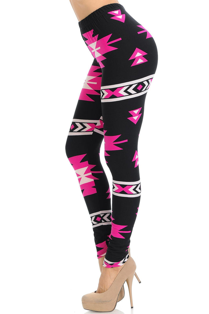 Buttery Smooth Fuchsia Aztec Tribal Leggings