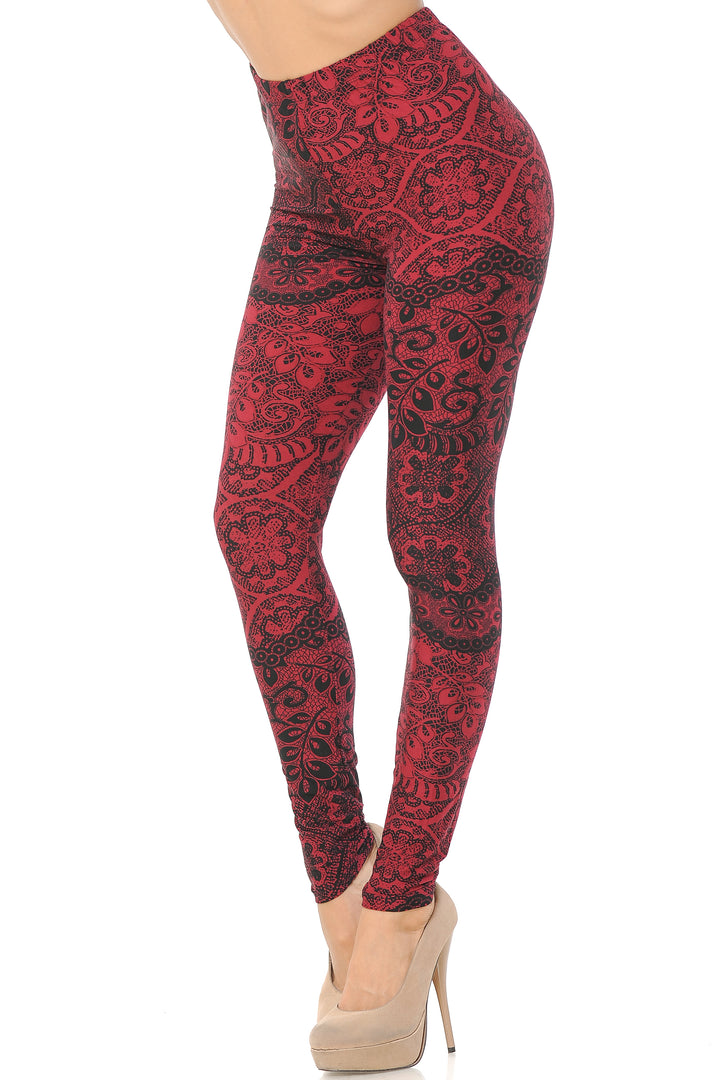 Buttery Soft Rouge Leaf Leggings