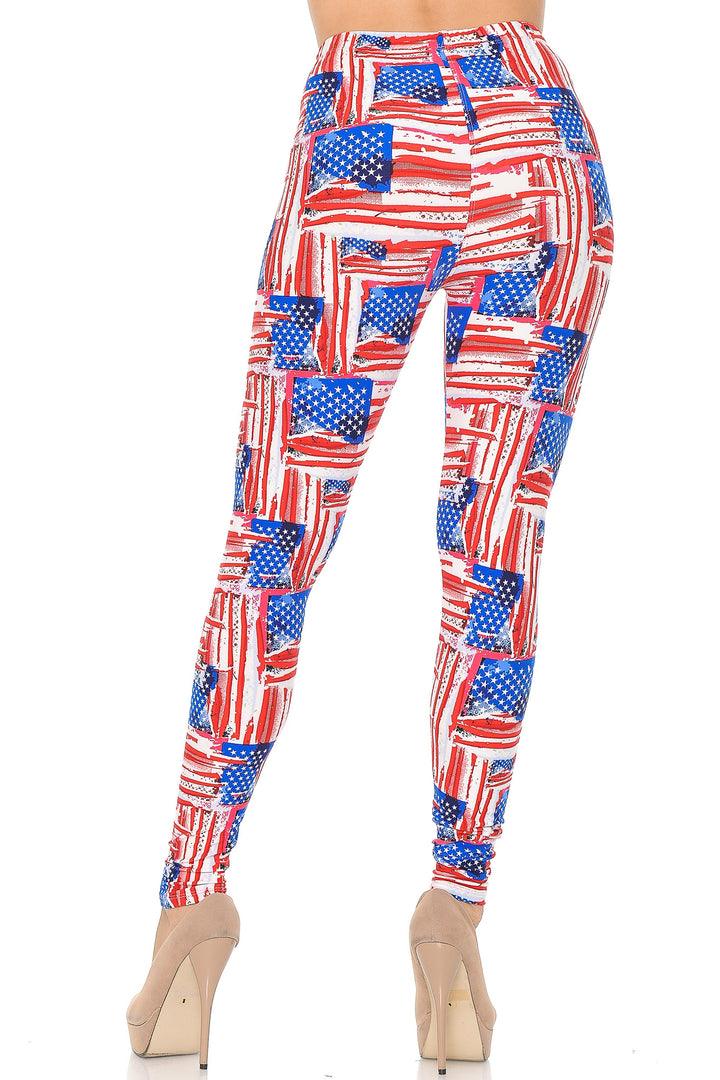 Buttery Smooth Watercolor USA Flag Leggings