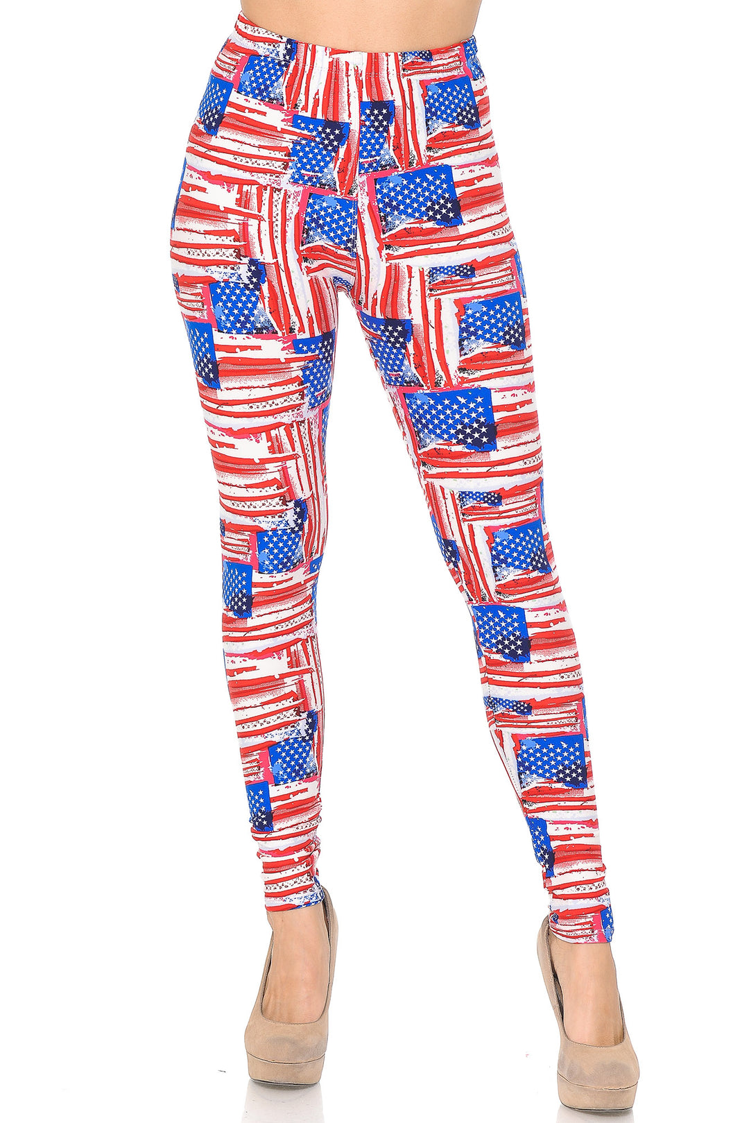 Buttery Smooth Watercolor USA Flag Leggings