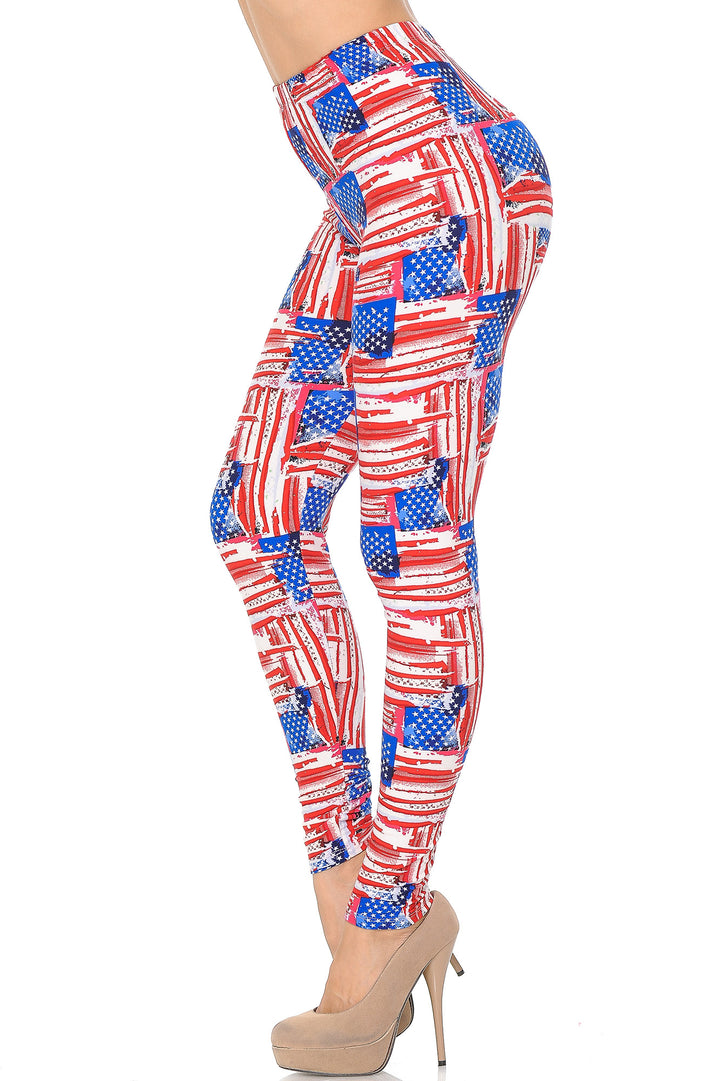 Buttery Smooth Watercolor USA Flag Leggings