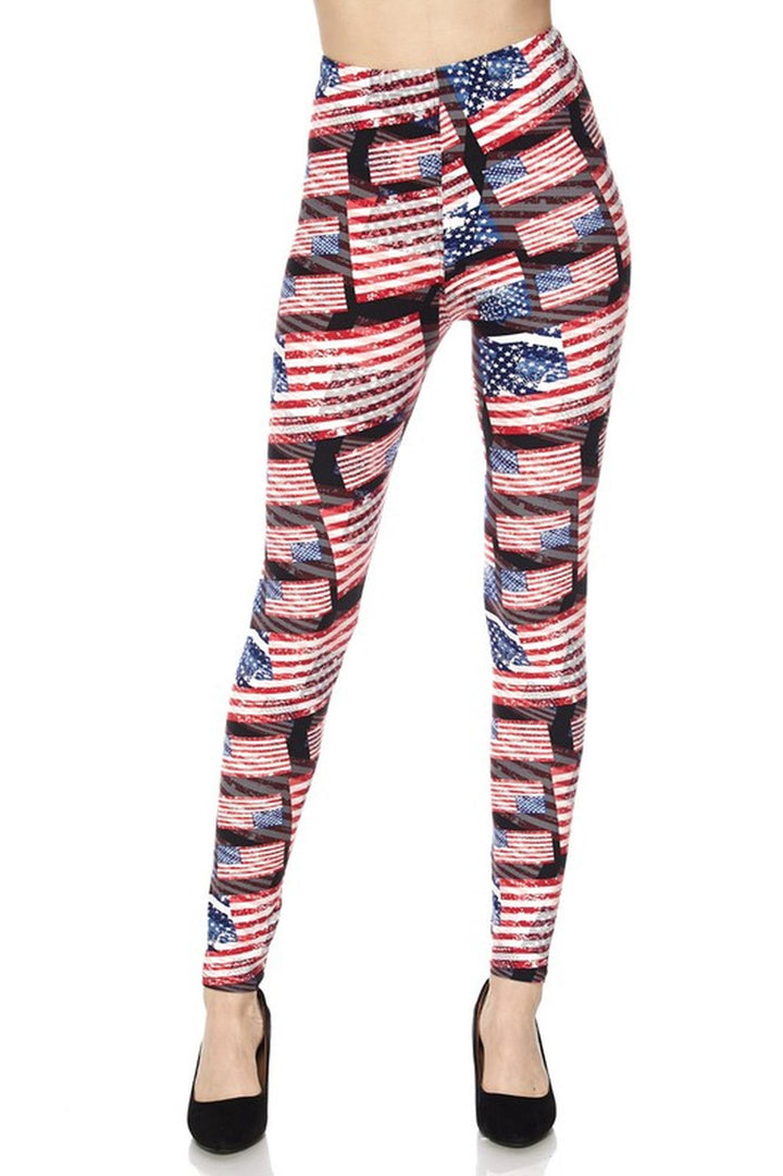 Buttery Smooth 3D Hologram USA Flag Leggings