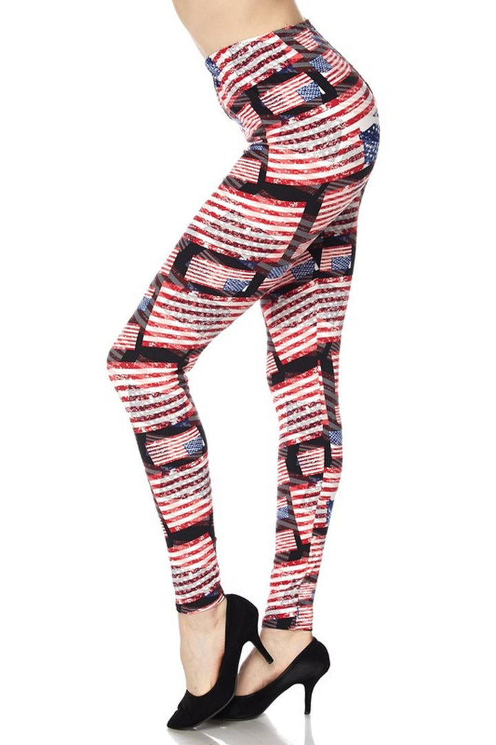 Buttery Smooth 3D Hologram USA Flag Leggings