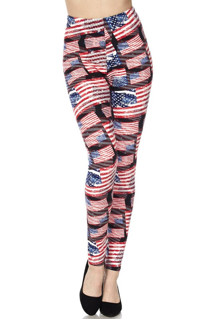 Buttery Smooth 3D Hologram USA Flag Leggings