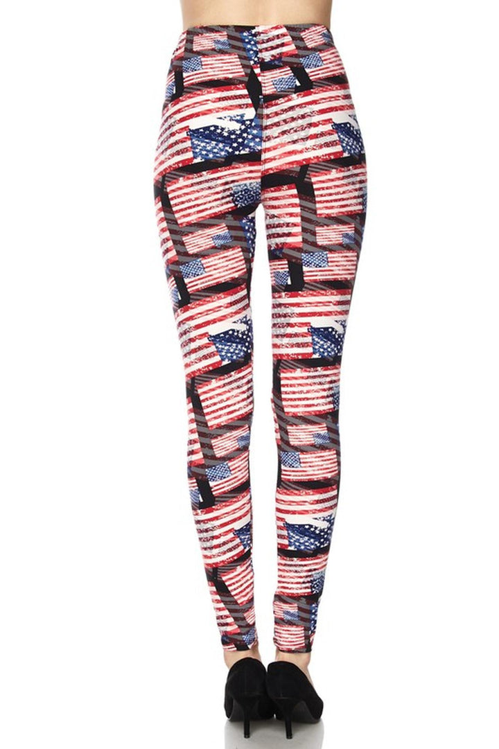 Buttery Smooth 3D Hologram USA Flag Leggings