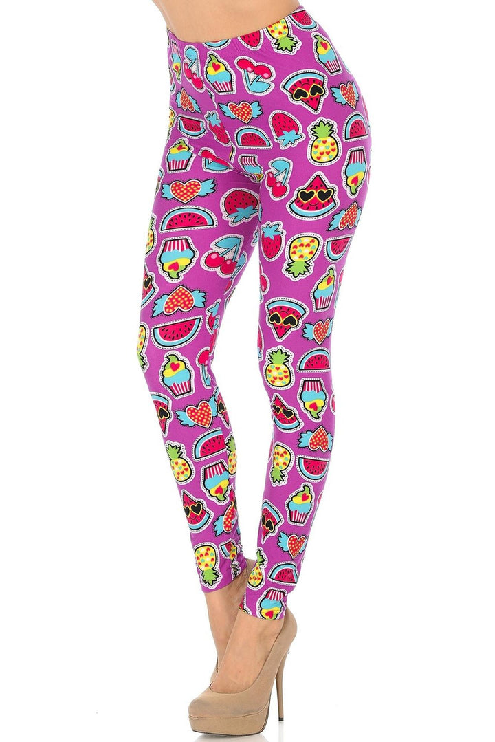 Buttery Smooth  Cartoon Fruit Leggings