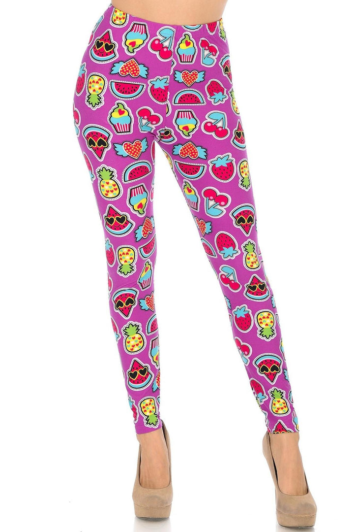 Buttery Smooth  Cartoon Fruit Leggings