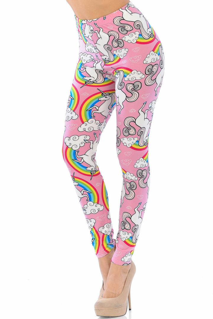 Buttery Smooth Pink Rainbow Unicorn Leggings