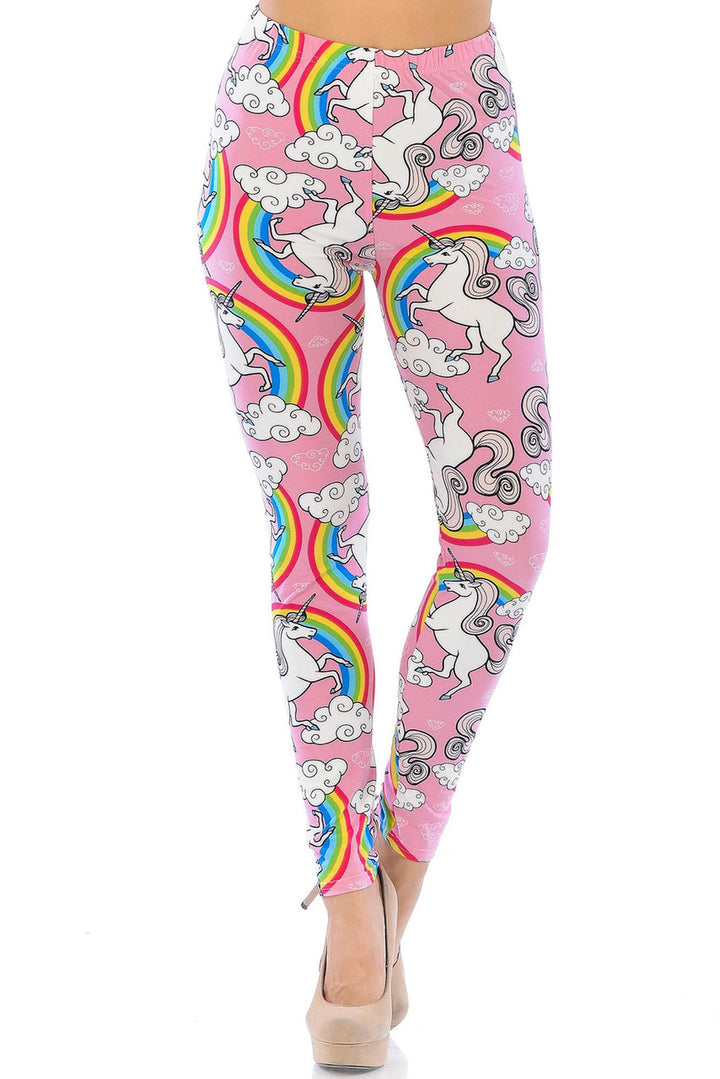 Buttery Smooth Pink Rainbow Unicorn Leggings