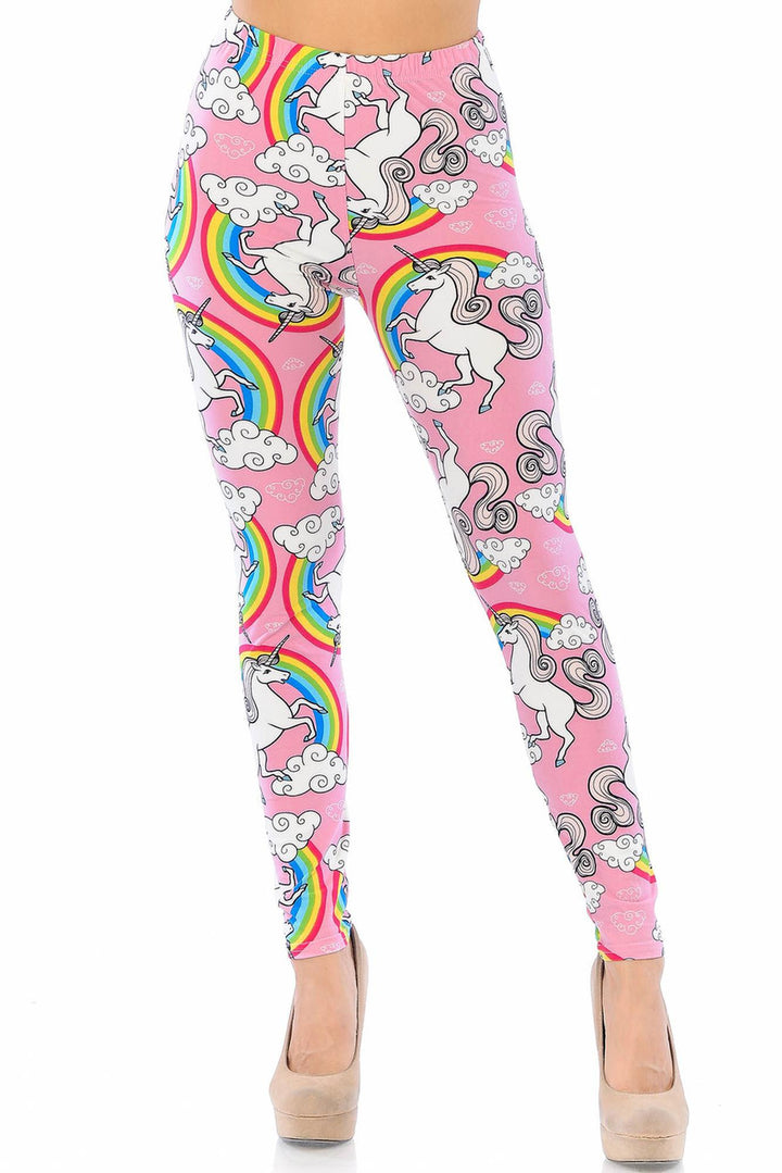 Buttery Smooth Pink Rainbow Unicorn Leggings