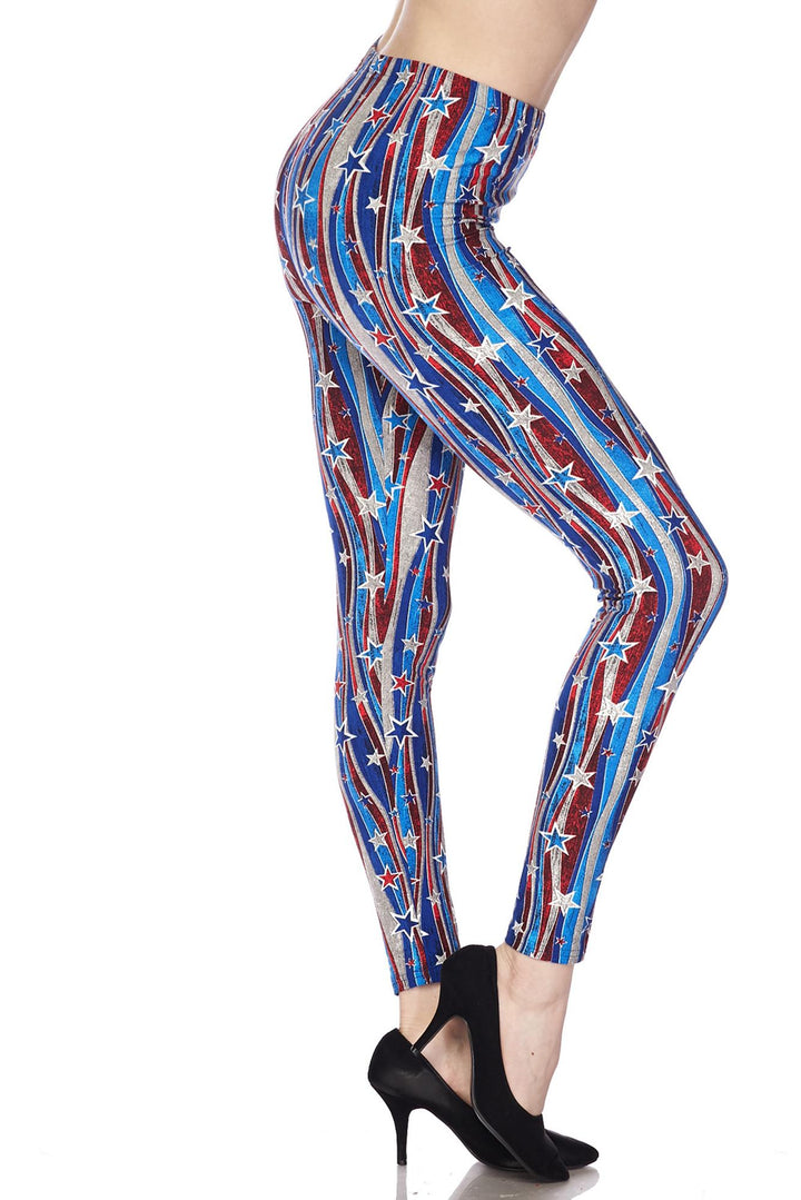 Buttery Smooth Metallic USA Flag Leggings