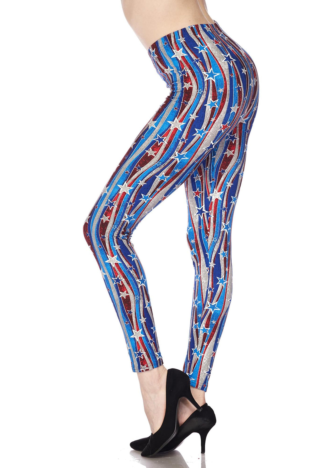 Buttery Smooth Metallic USA Flag Leggings