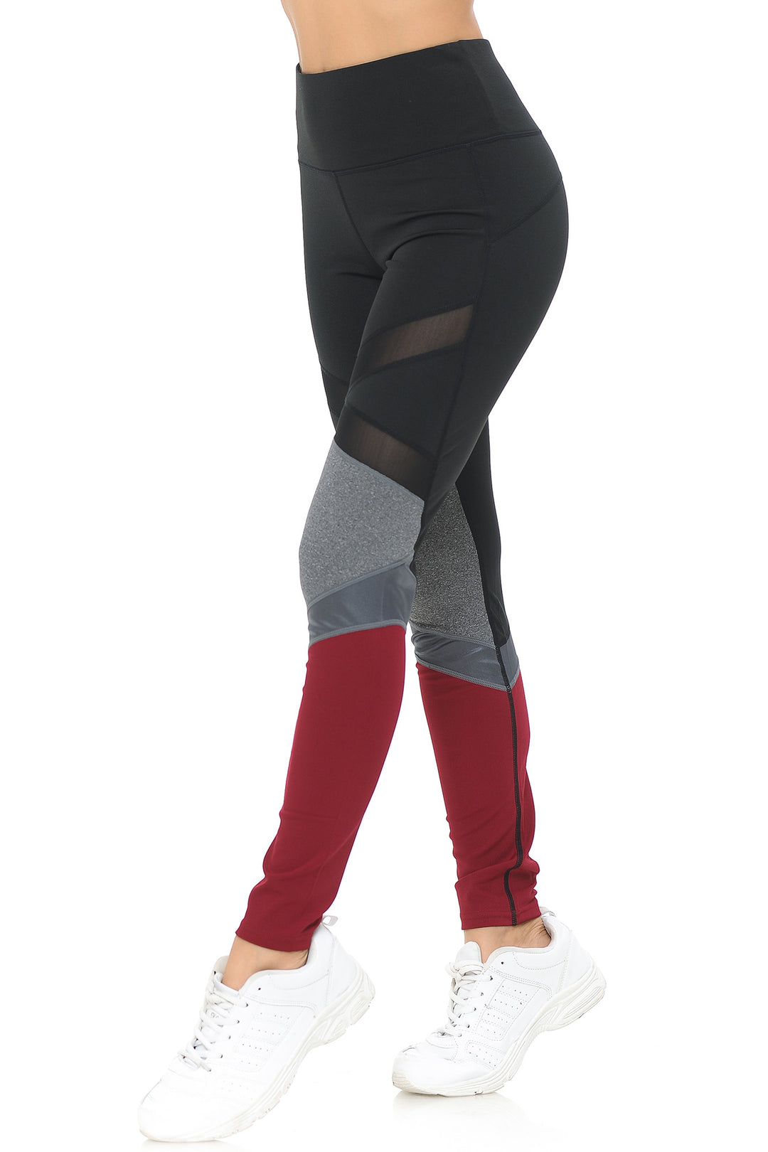 Sassy Sport Contour Mesh Color Block Workout Leggings