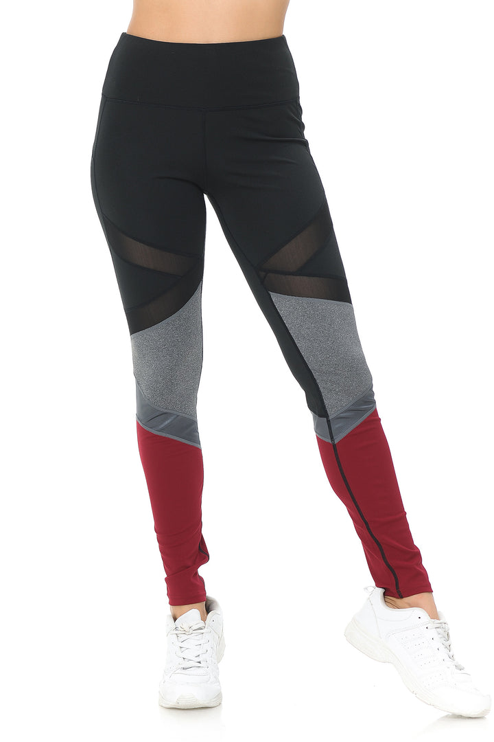 Sassy Sport Contour Mesh Color Block Workout Leggings
