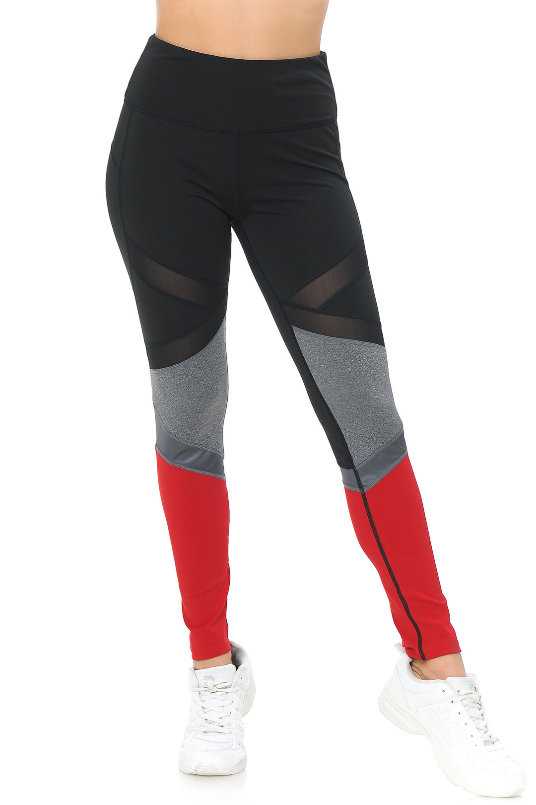Sassy Sport Contour Mesh Color Block Workout Leggings