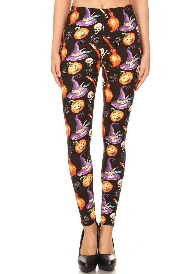 Buttery Smooth Pumpkins Witch's Watercolor Halloween Leggings