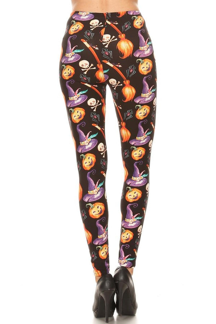 Buttery Smooth Pumpkins Witch's Watercolor Halloween Leggings