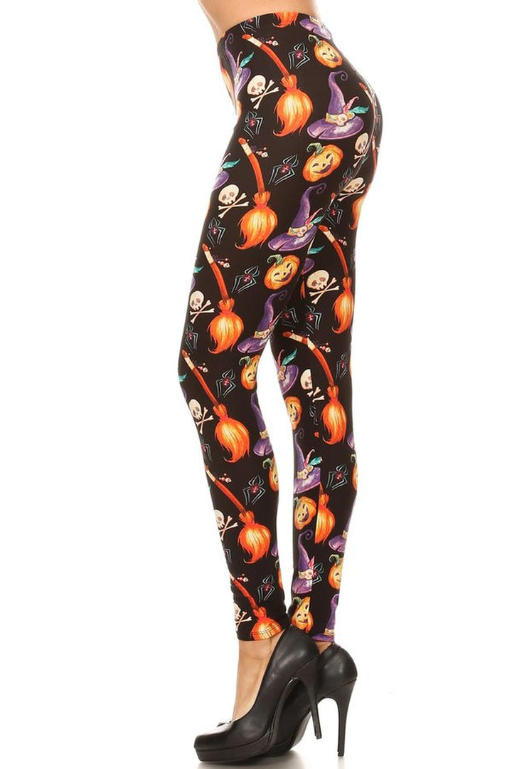 Buttery Smooth Pumpkins Witch's Watercolor Halloween Leggings