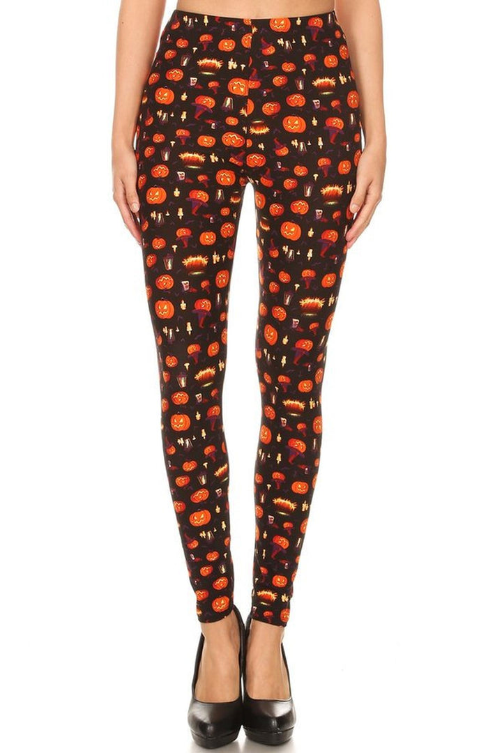 Buttery Smooth Pumpkins Cauldrons and Candles Halloween Leggings