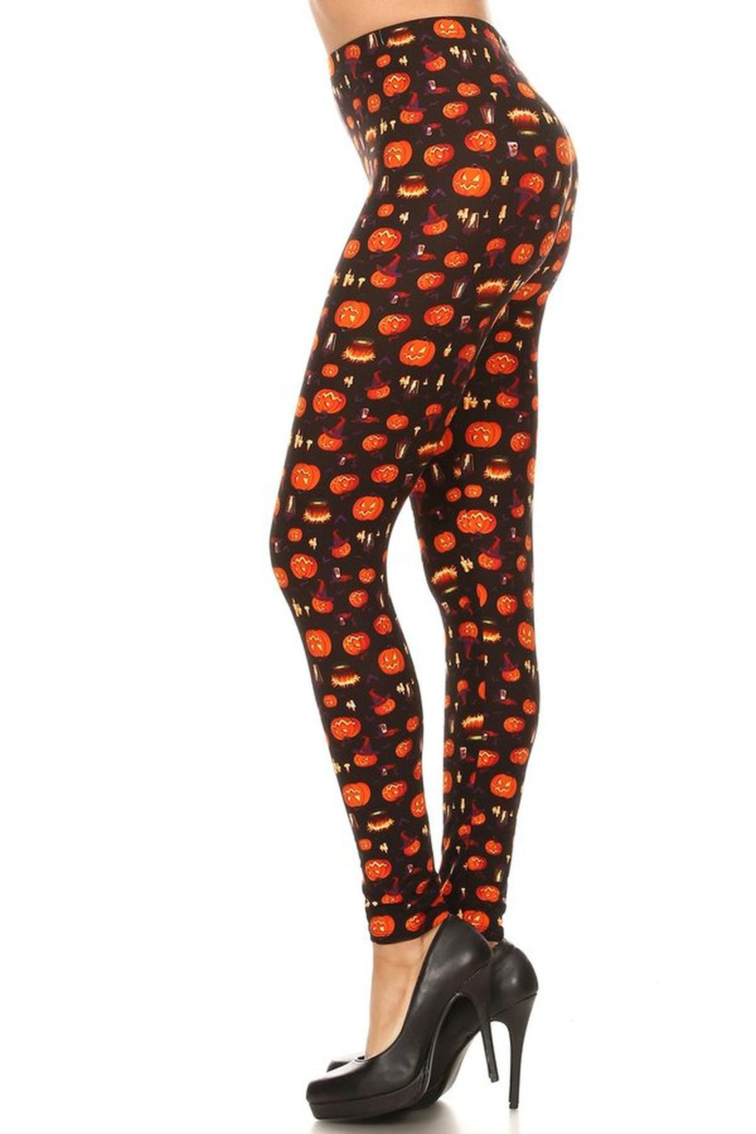 Buttery Smooth Pumpkins Cauldrons and Candles Halloween Leggings