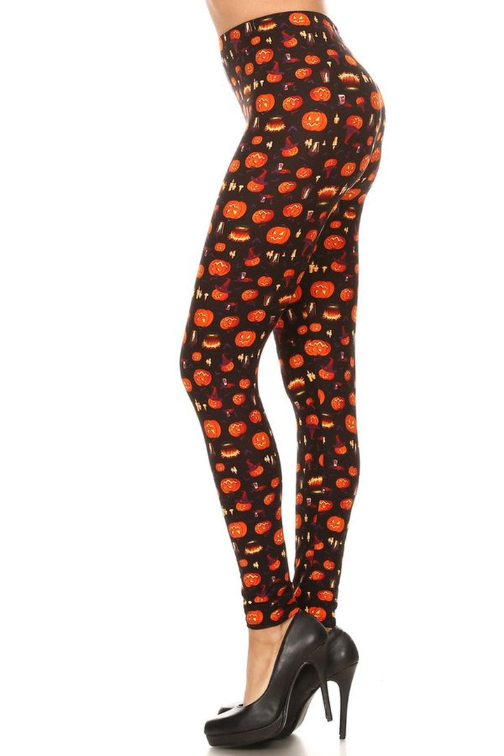 Buttery Smooth Pumpkins Cauldrons and Candles Halloween Leggings